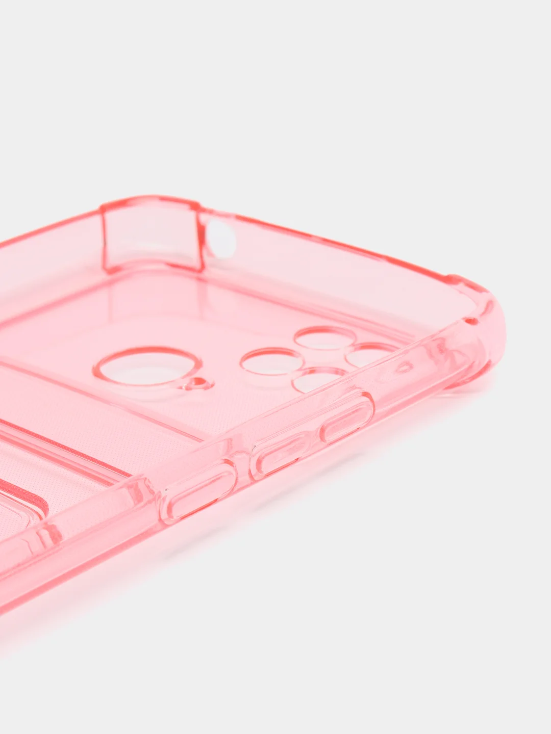 Розовый чехол Xiaomi Redmi 10C / Poco C40, Поко С40 прозрачный противоударный с карманом для карты