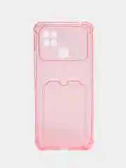 Розовый чехол Xiaomi Redmi 10C / Poco C40, Поко С40 прозрачный противоударный с карманом для карты