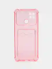Розовый чехол Xiaomi Redmi 10C / Poco C40, Поко С40 прозрачный противоударный с карманом для карты