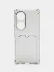 Черный чехол противоударный Honor 70 / Хонор 70, прозрачный, с карманом для карты