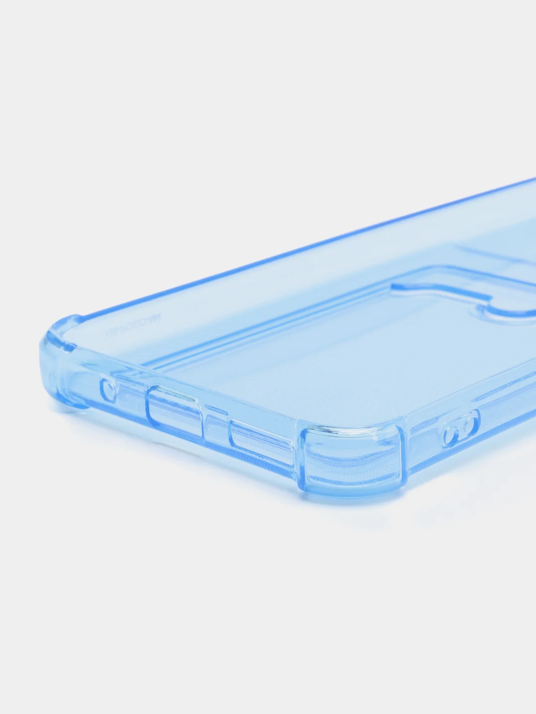 Голубой чехол для Xiaomi Poco M5 / Сяоми Поко М5 прозрачный, с карманом для карты