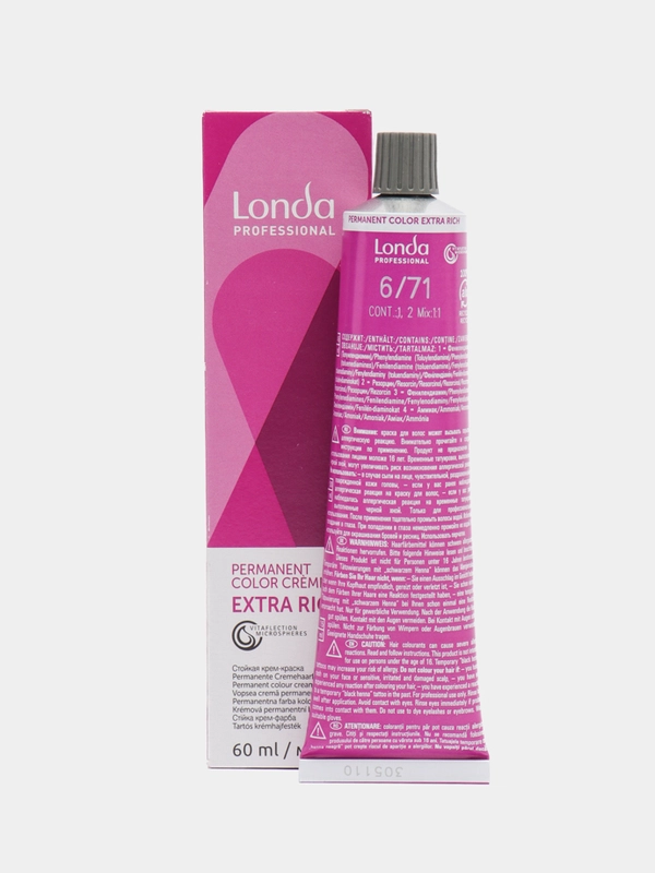 Londa Professional стойкая крем-краска 6/71 темный блонд коричнево-пепельный, 60 мл