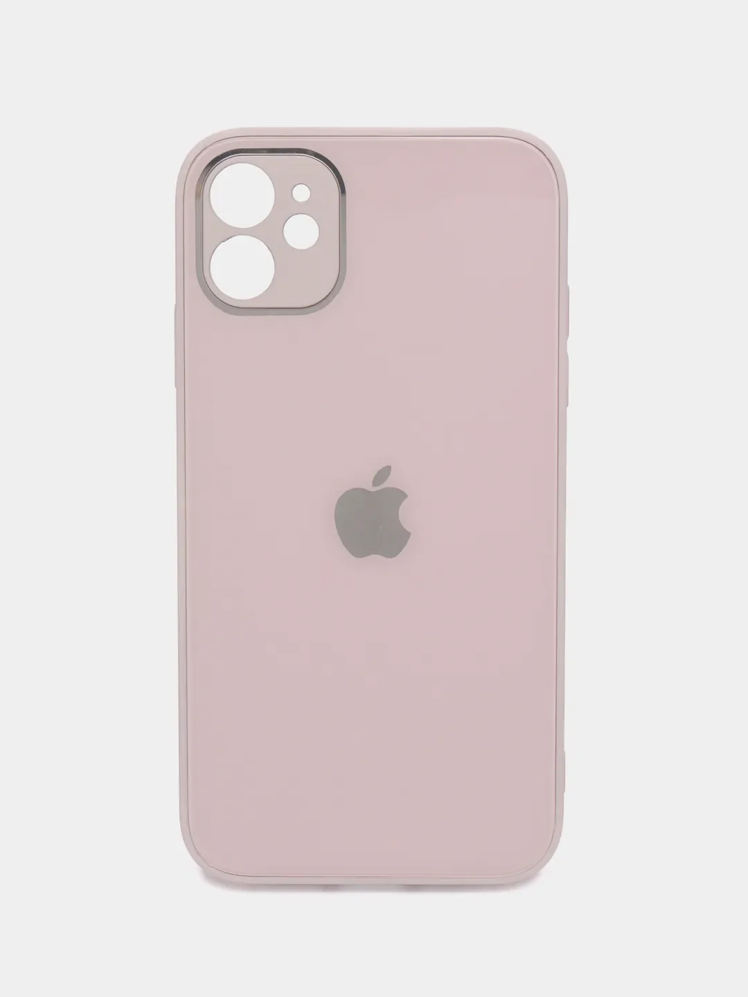 Серый меланж чехол для iPhone (Айфон) 11 и 11 Pro Max с прямыми бортами под 12 айфон, стеклянный