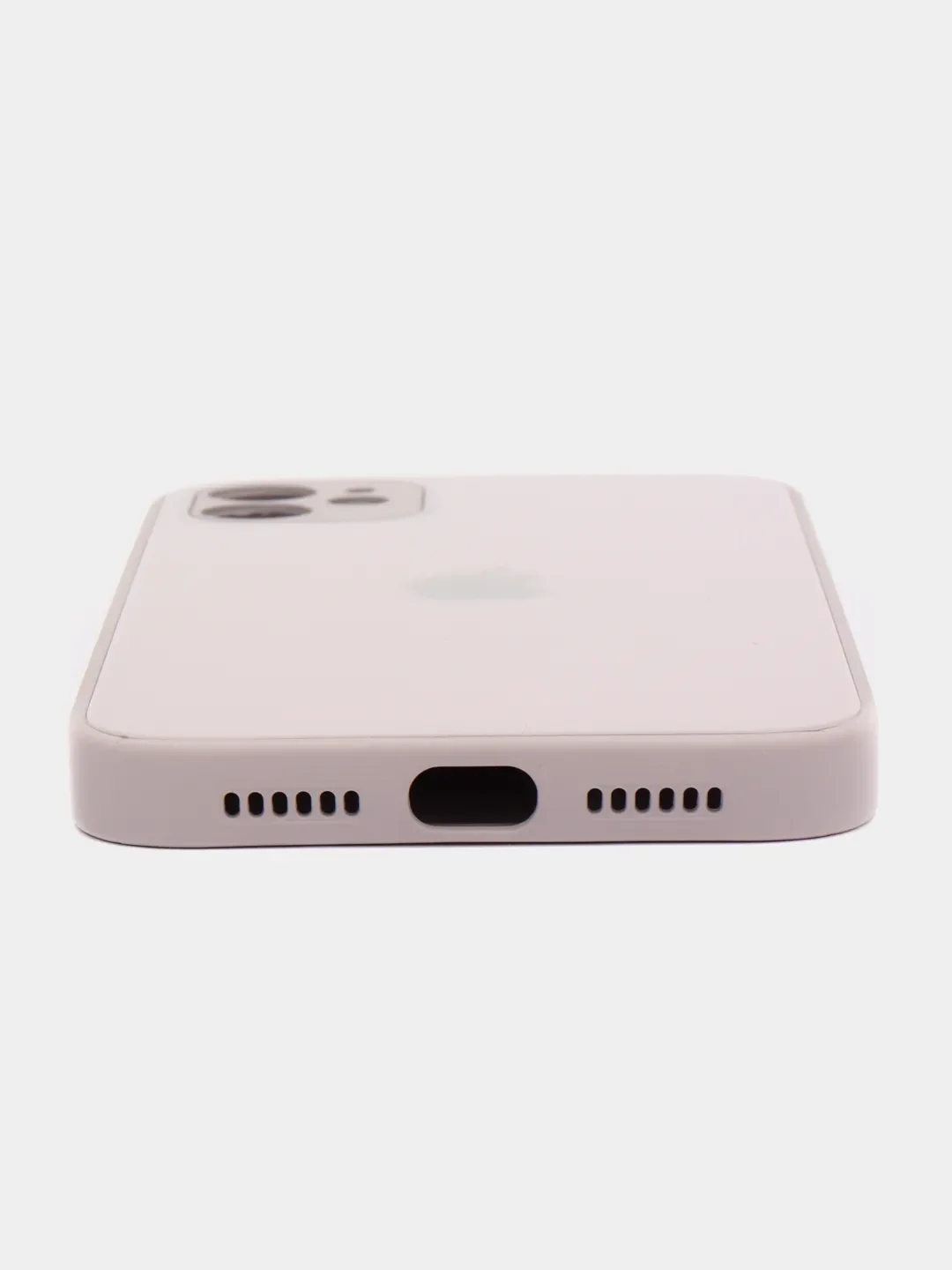 Кремовый чехол для iPhone (Айфон) 11 и 11 Pro Max с прямыми бортами под 12 айфон, стеклянный