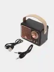 Черный портативная беспроводная мини колонка в стиле ретро Bluetooth, динамик FM радио, приемник