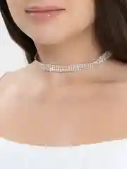Серебряный чокер на шею, 4 ряда камней