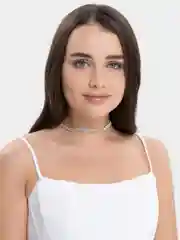 Золотой чокер на шею, 3 ряда камней