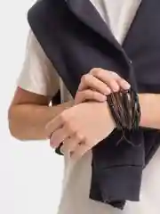 Угольный браслет мужской кожаный, натуральная кожа
