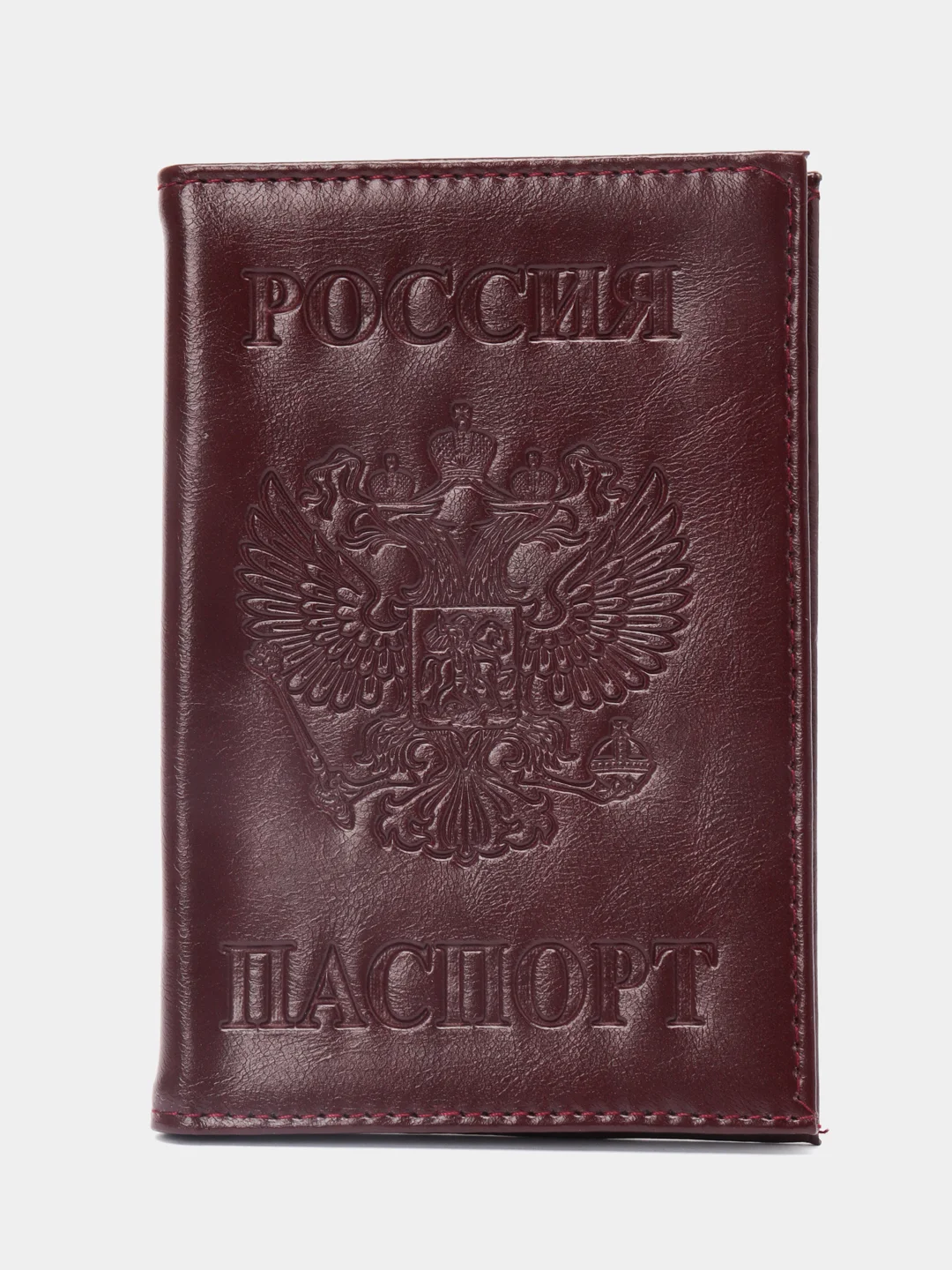 Тёмно-бордовый обложка для паспорта из экокожи