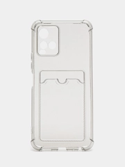 Чехол для Vivo Y33s, Y21 2021 (Виво У33с, У21 2021), прозрачный, с карманом для карты