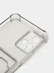 Розовый чехол для Vivo Y33s, Y21 2021 (Виво У33с, У21 2021), прозрачный, с карманом для карты