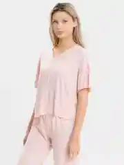 Пастельно-коралловый комплект для дома, пижама, футболка и бриджи