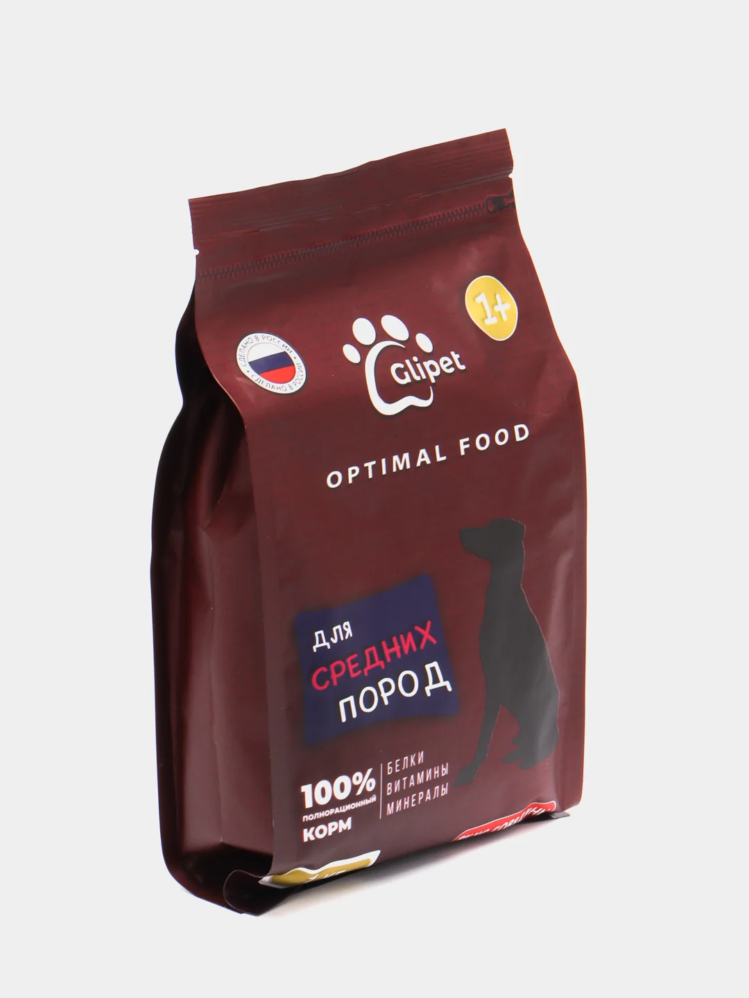 Сухой корм для собак средних пород, 1 кг, Glipet Optimal food
