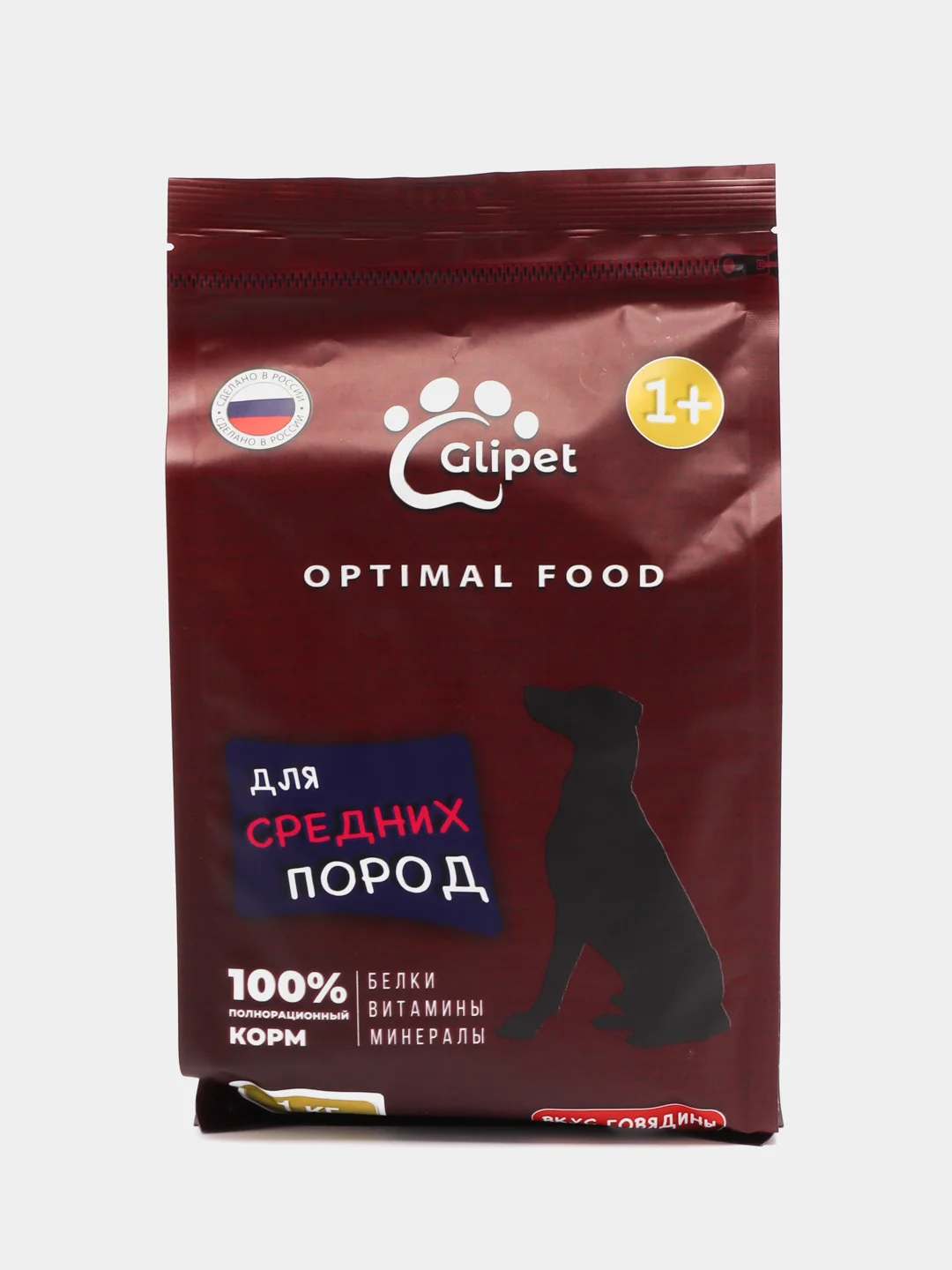 Сухой корм для собак средних пород, 1 кг, Glipet Optimal food