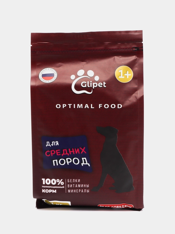 Сухой корм для собак средних пород, 1 кг, Glipet Optimal food