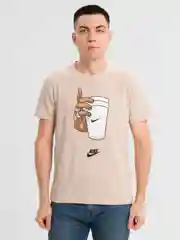 Бежевый футболка с принтом