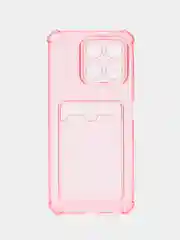 Розовый чехол для Honor X8a, Хонор Х8а, прозрачный, с карманом для карты