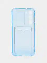 Голубой чехол для Samsung Galaxy S23 Plus, Самсунг С23 Плюс прозрачный, с карманом для карты
