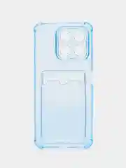 Голубой чехол для Honor X8a, Хонор Х8а, прозрачный, с карманом для карты
