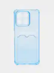 Голубой чехол для Honor X8a, Хонор Х8а, прозрачный, с карманом для карты