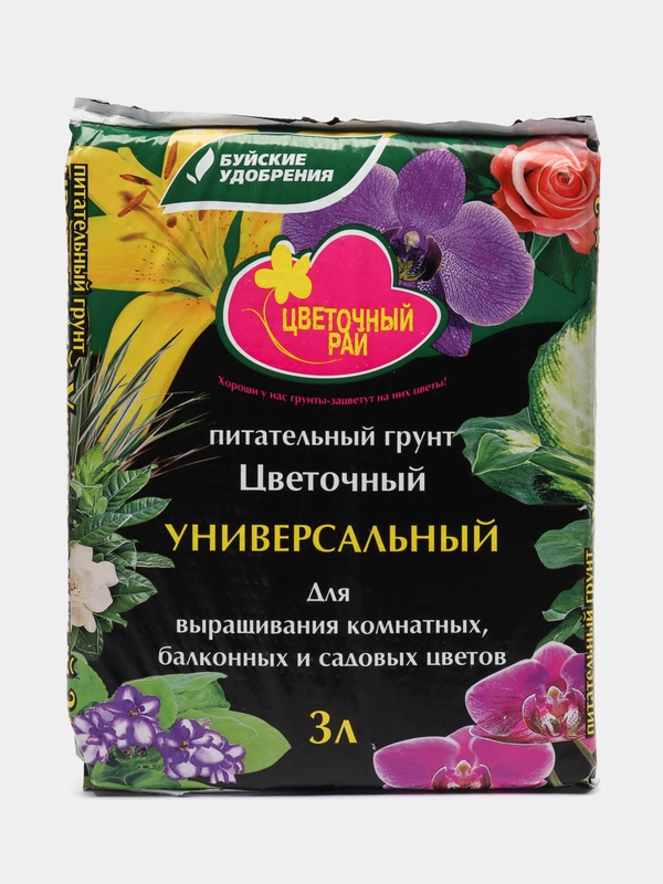 Торфогрунт "Цветочный рай", универсальный, 3л "БХЗ"
