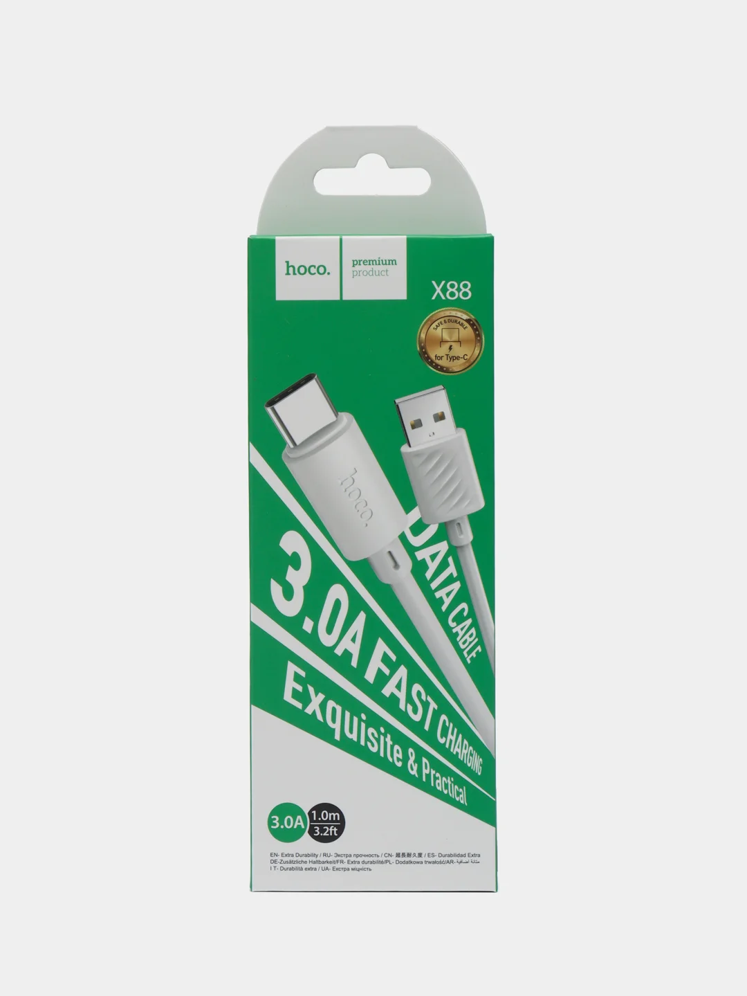 Белый кабель USB на Type-C Hoco X88