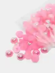 Тёмно-розовый полубусины клеевые, полужемчуг