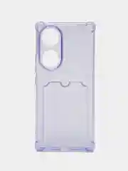 Лавандовый чехол противоударный Honor 70 / Хонор 70, прозрачный, с карманом для карты