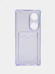 Лавандовый чехол противоударный Honor 70 / Хонор 70, прозрачный, с карманом для карты