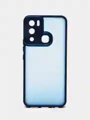 Синий чехол матовый для Infinix Hot 12i пластиковый, полупрозрачный, с глянцевой рамкой