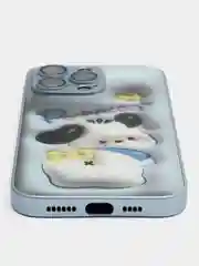 Светло-синий чехол для iPhone, силиконовый, со стеклянной панелью