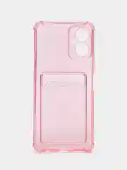 Розовый чехол для Tecno Spark 9 Pro (Техно Спарк 9 Про) прозрачный, с карманом для карты