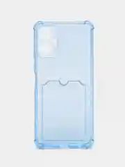 Голубой чехол для Tecno Spark 9 Pro (Техно Спарк 9 Про) прозрачный, с карманом для карты