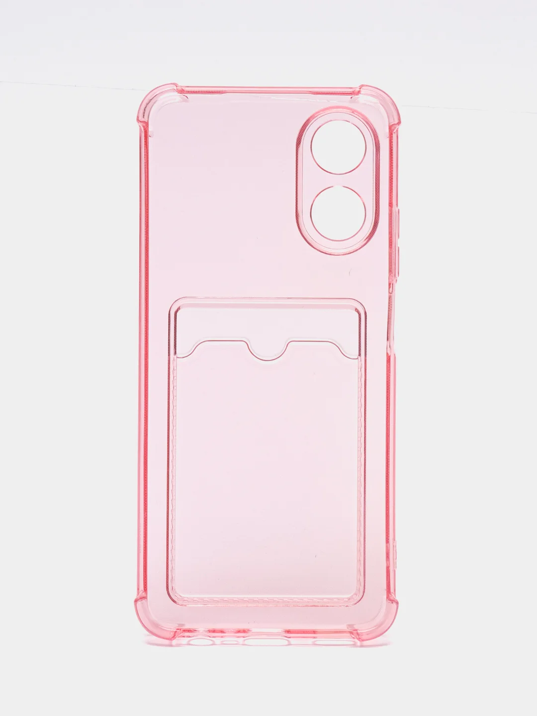 Розовый чехол для Oppo A17 / A17K, Оппо А17, А17К, прозрачный, с карманом для карты