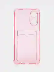 Розовый чехол для Oppo A17 / A17K, Оппо А17, А17К, прозрачный, с карманом для карты