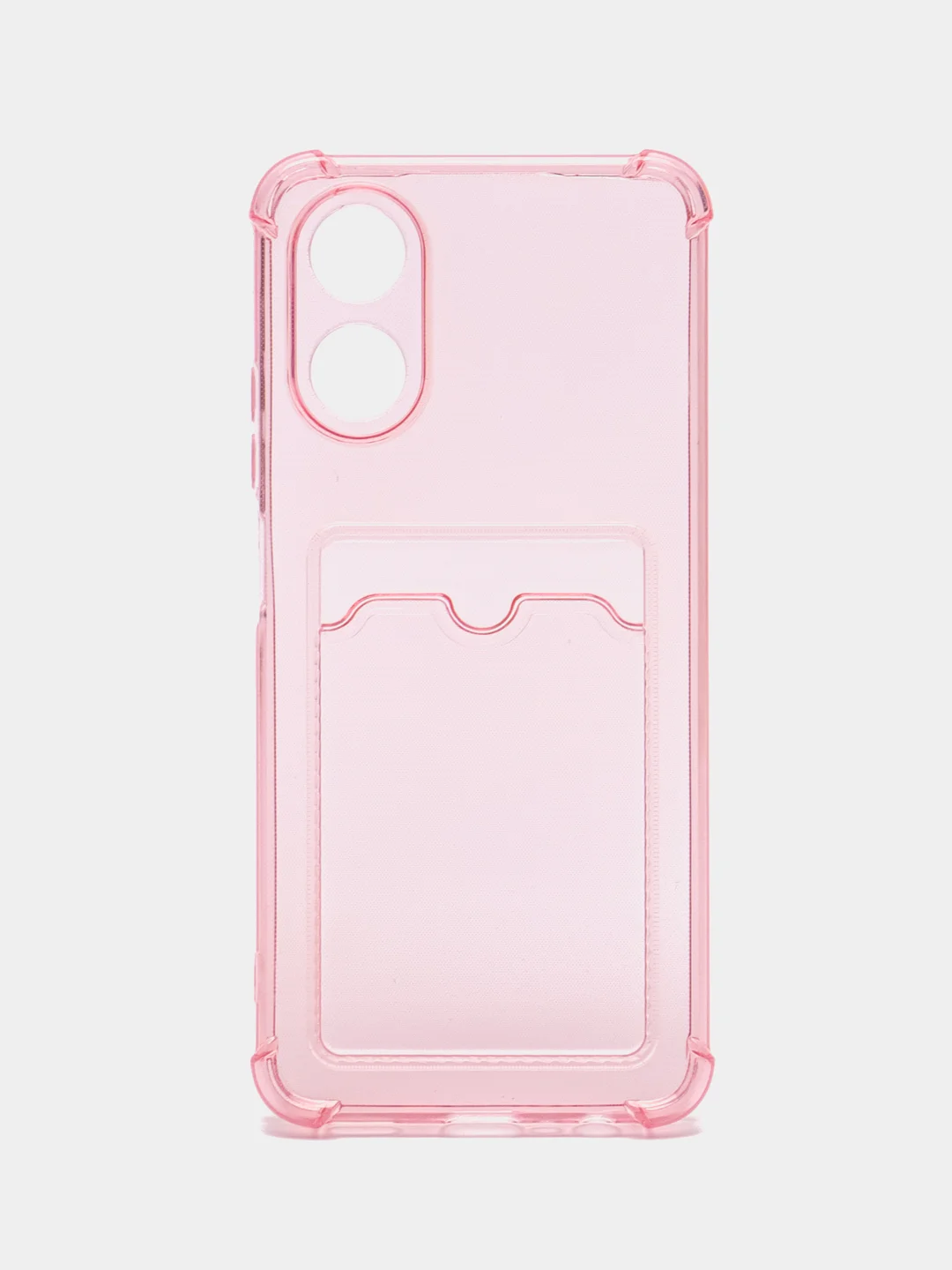 Розовый чехол для Oppo A17 / A17K, Оппо А17, А17К, прозрачный, с карманом для карты