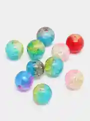 Бусины стеклянные разноцветные, 8 мм. - 10 штук