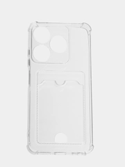 Чехол противоударный Tecno Spark 10 / 10C, Спарк 10 / 10С прозрачный, с карманом для карты