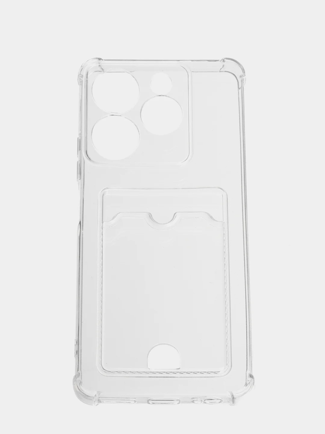 Прозрачный чехол противоударный Tecno Spark 10 Pro, Спарк 10 Про, прозрачный, с карманом для карты