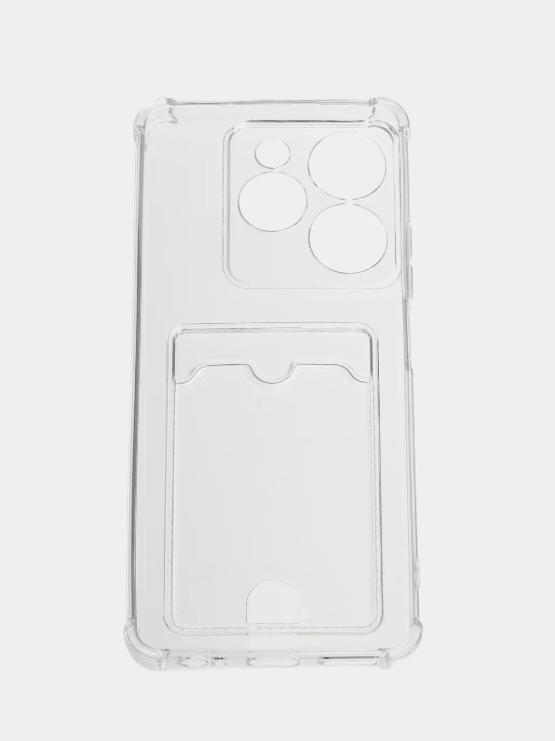 Прозрачный чехол противоударный Tecno Spark 10 Pro, Спарк 10 Про, прозрачный, с карманом для карты