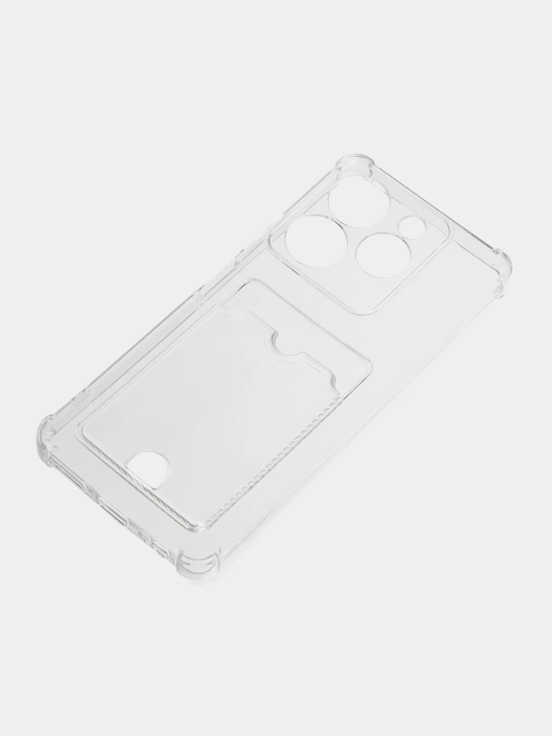 Прозрачный чехол противоударный Tecno Spark 10 Pro, Спарк 10 Про, прозрачный, с карманом для карты
