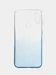 Синий чехол силиконовый для Samsung Galaxy A11, накладка, бампер, градиент черный / синий Code