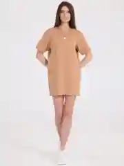 Бежевый платье-футболка Oversize, ультракороткое