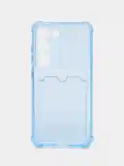 Голубой чехол для Samsung Galaxy S23, Самсунг С23 прозрачный, с карманом для карты