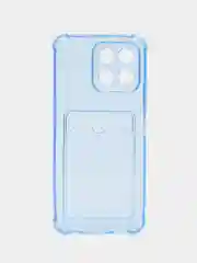 Голубой чехол для Honor X6, Honor X8 5G / Хонор Х6, Х8 5Г прозрачный, с карманом для карты