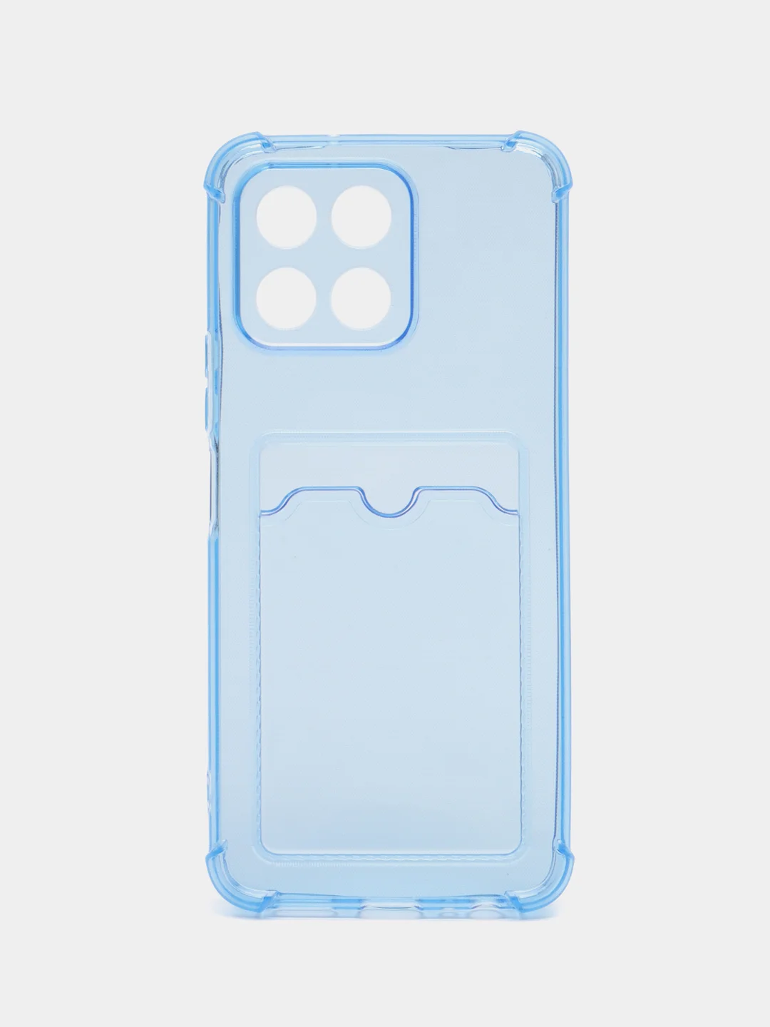 Голубой чехол для Honor X6, Honor X8 5G / Хонор Х6, Х8 5Г прозрачный, с карманом для карты