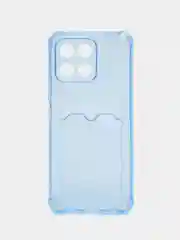 Голубой чехол для Honor X6, Honor X8 5G / Хонор Х6, Х8 5Г прозрачный, с карманом для карты