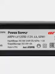 Блок питания 12V 4,0А 50W ARPV-LV12050, герметичный IP67 пластик