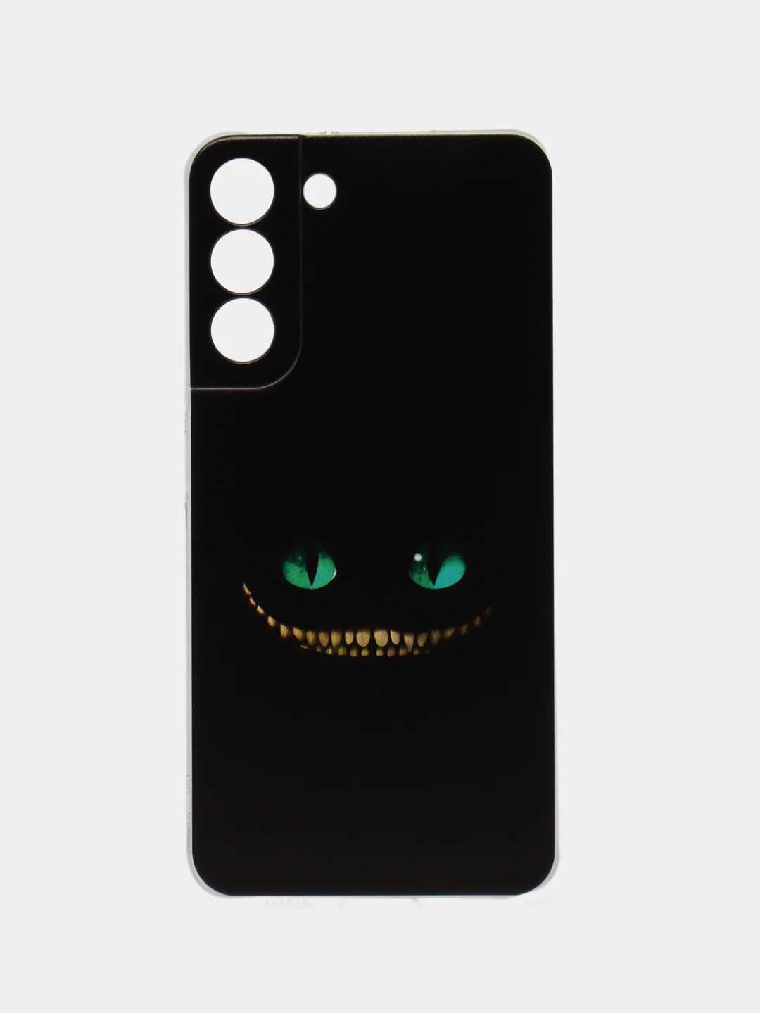 Черный чехол на Samsung Galaxy S22 Plus / Самсунг S22 Plus прозрачный, с рисунком, защита камеры