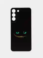 Черный чехол на Samsung Galaxy S22 Plus / Самсунг S22 Plus прозрачный, с рисунком, защита камеры